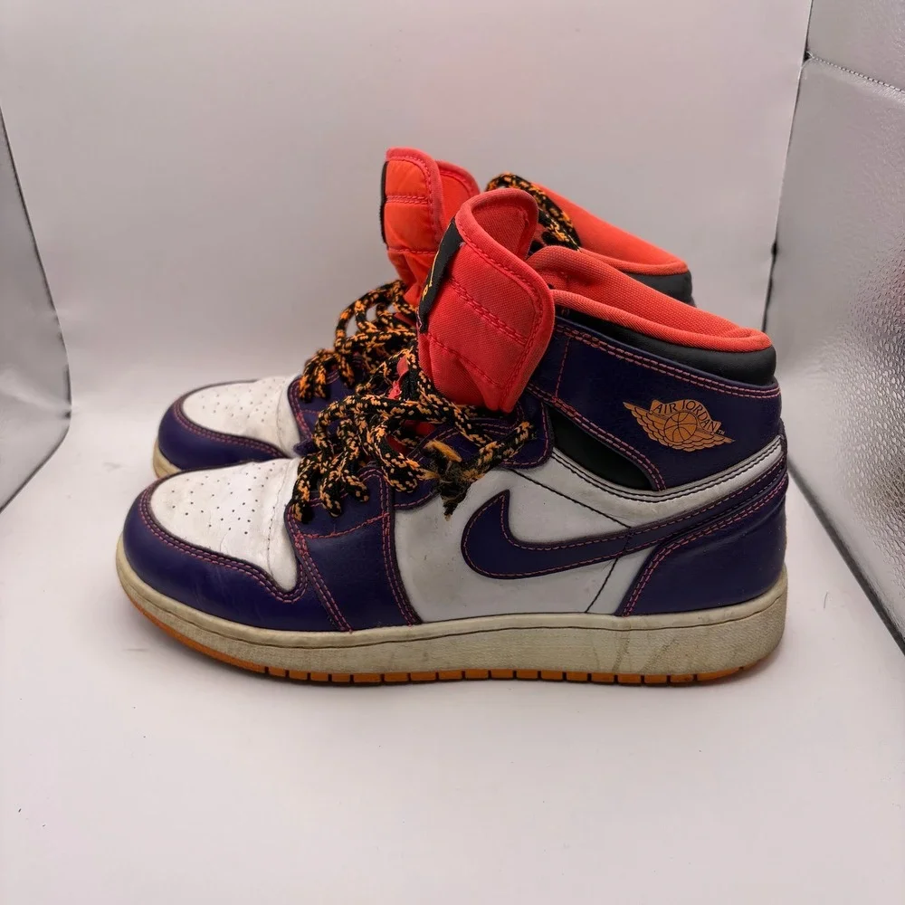 Jordan 1 Retro High Taz Court Purple Bright Crimson Kids 6Y 705300-507